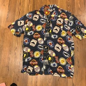George Mens Hawaiian Shirt. Various Beer Labels Mens size Small.